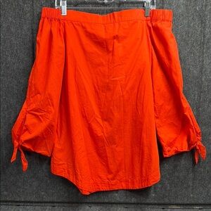 FREE PEOPLE Vibrant Orange Off-Shoulder Top